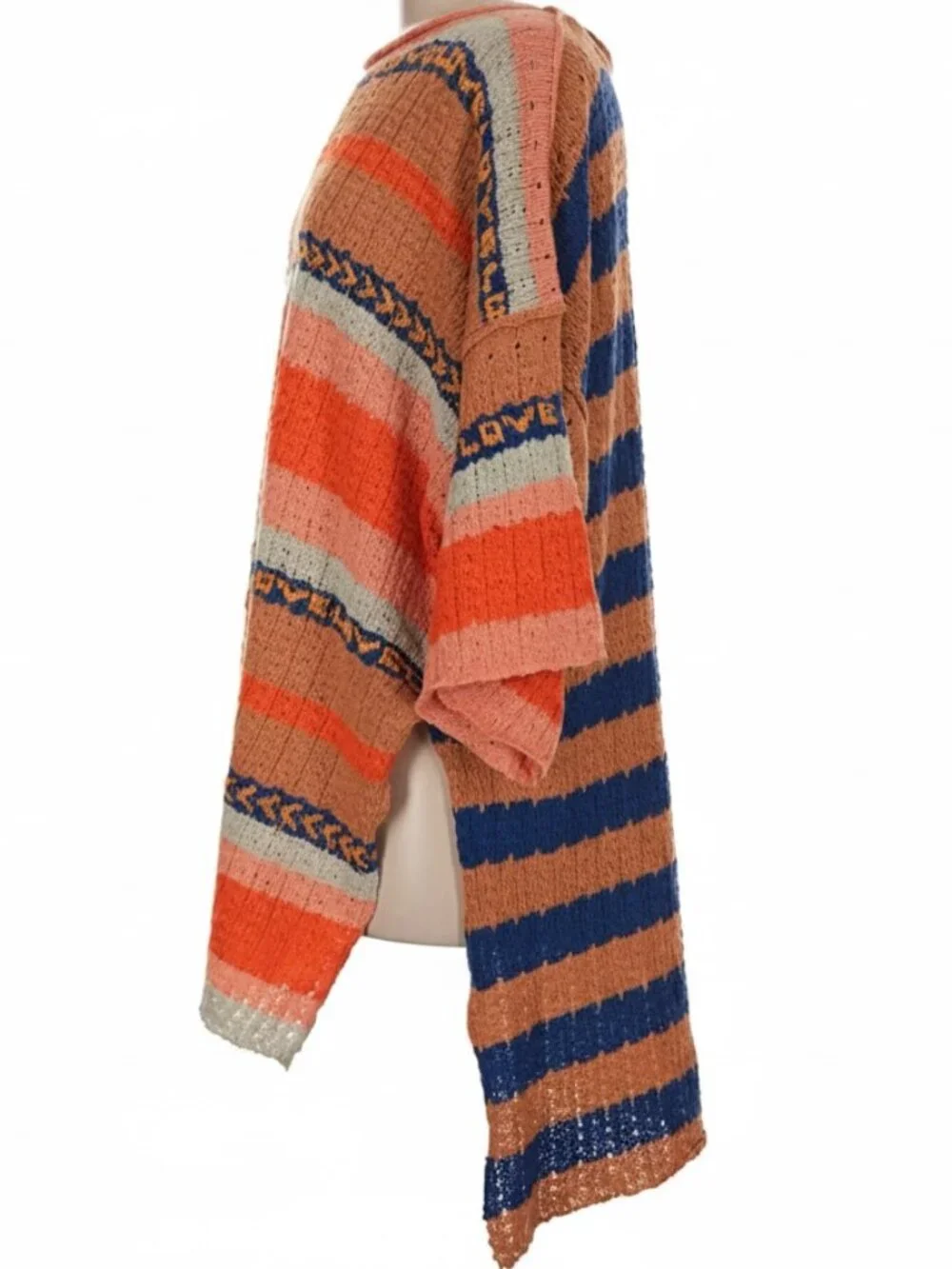 NWT Free People Hidden Love Striped Tunic Sweater Top Oversize Coast Boho M $148